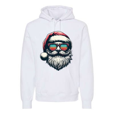 Santa Face Retro Sunglasses Christmas Xmas  Premium Hoodie