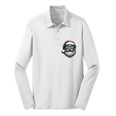 Santa Face Retro Sunglasses Christmas Xmas  Silk Touch Performance Long Sleeve Polo