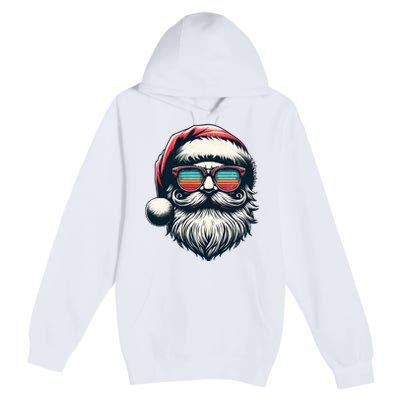 Santa Face Retro Sunglasses Christmas Xmas  Premium Pullover Hoodie