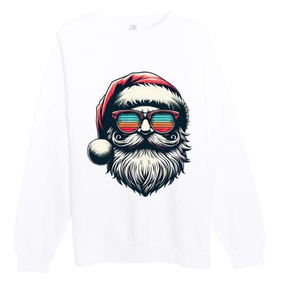 Santa Face Retro Sunglasses Christmas Xmas  Premium Crewneck Sweatshirt