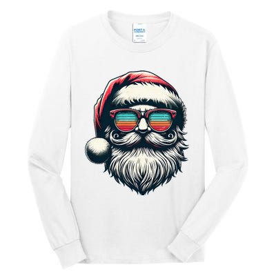 Santa Face Retro Sunglasses Christmas Xmas  Tall Long Sleeve T-Shirt