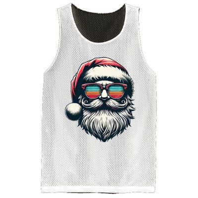 Santa Face Retro Sunglasses Christmas Xmas  Mesh Reversible Basketball Jersey Tank