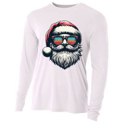 Santa Face Retro Sunglasses Christmas Xmas  Cooling Performance Long Sleeve Crew