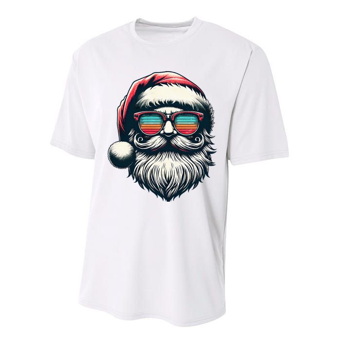 Santa Face Retro Sunglasses Christmas Xmas  Performance Sprint T-Shirt