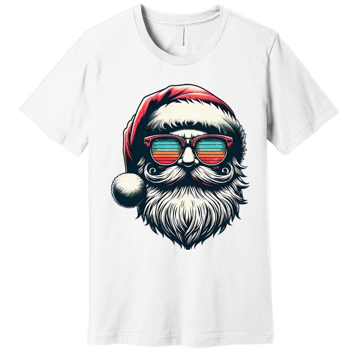 Santa Face Retro Sunglasses Christmas Xmas  Premium T-Shirt