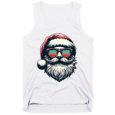 Santa Face Retro Sunglasses Christmas Xmas  Tank Top