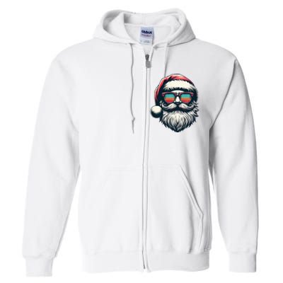 Santa Face Retro Sunglasses Christmas Xmas  Full Zip Hoodie