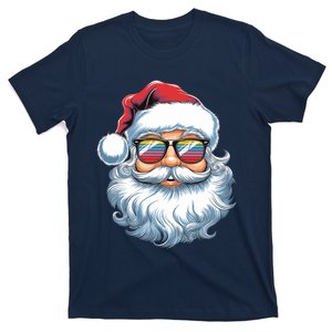 Santa Face Retro Sunglasses Xmas Christmas T-Shirt