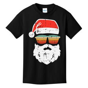 Santa Face Retro Sunglasses Christmas Xmas Kids Kids T-Shirt