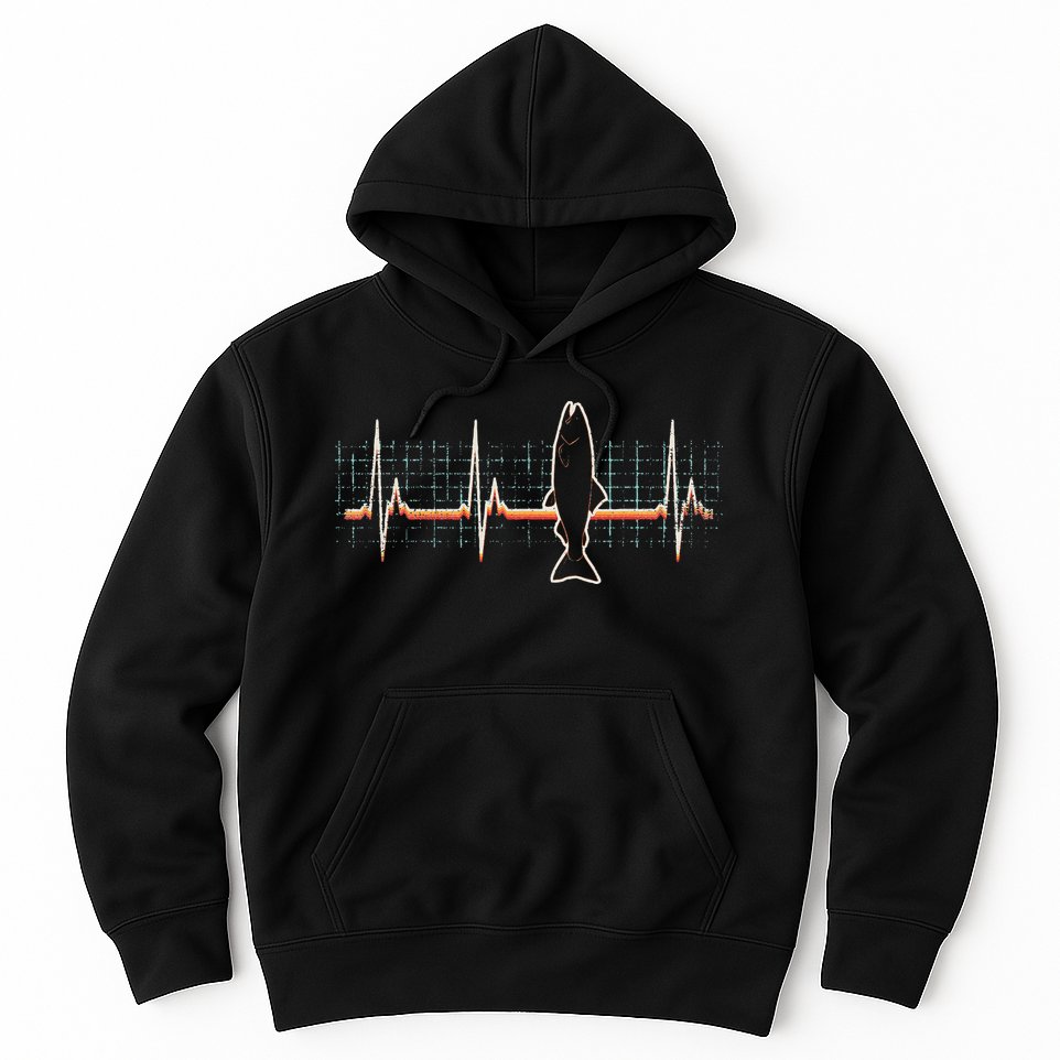 Salmon Fish Retro Heartbeat Vintage 80s Style Gift Hoodie