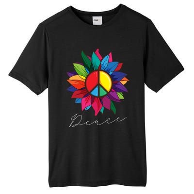 Sunflower Flower Rainbow Peace Sign World Retro Hippie 70s Gift Tall Fusion ChromaSoft Performance T-Shirt