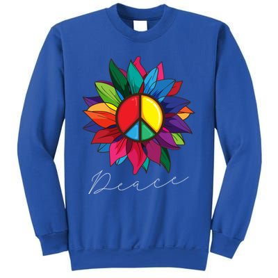 Sunflower Flower Rainbow Peace Sign World Retro Hippie 70s Gift Sweatshirt