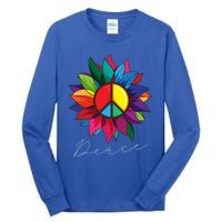 Sunflower Flower Rainbow Peace Sign World Retro Hippie 70s Gift Tall Long Sleeve T-Shirt