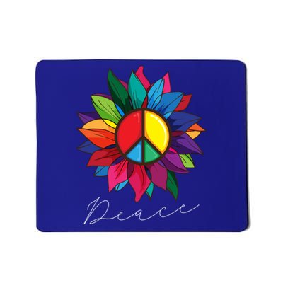 Sunflower Flower Rainbow Peace Sign World Retro Hippie 70s Gift Mousepad