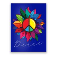 Sunflower Flower Rainbow Peace Sign World Retro Hippie 70s Gift Poster