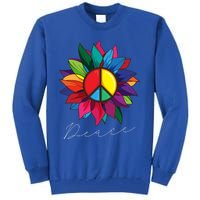 Sunflower Flower Rainbow Peace Sign World Retro Hippie 70s Gift Tall Sweatshirt