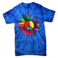 Sunflower Flower Rainbow Peace Sign World Retro Hippie 70s Gift Tie-Dye T-Shirt