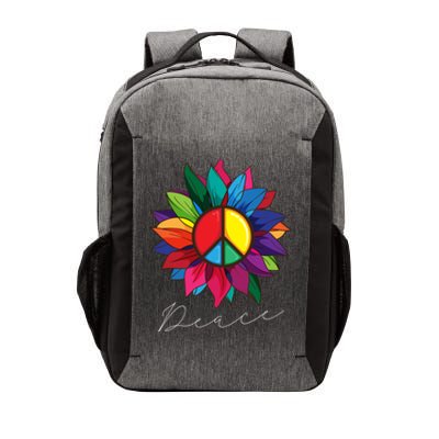 Sunflower Flower Rainbow Peace Sign World Retro Hippie 70s Gift Vector Backpack