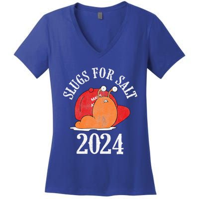 Slugs For Salt 2024 Snail American Citizen Women's V-Neck T-Shirt