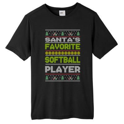 SantaS Favorite Softball Player Ugly Christmas Gift Tall Fusion ChromaSoft Performance T-Shirt