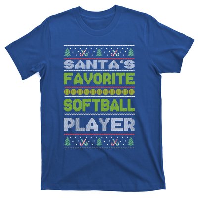 SantaS Favorite Softball Player Ugly Christmas Gift T-Shirt