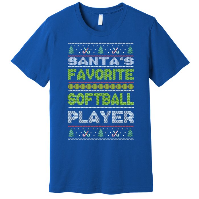 SantaS Favorite Softball Player Ugly Christmas Gift Premium T-Shirt