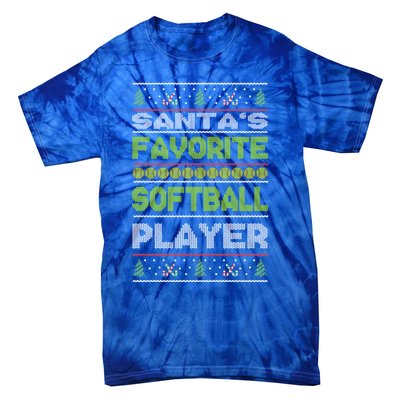 SantaS Favorite Softball Player Ugly Christmas Gift Tie-Dye T-Shirt