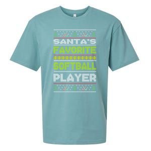 SantaS Favorite Softball Player Ugly Christmas Gift Sueded Cloud Jersey T-Shirt