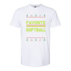 SantaS Favorite Softball Player Ugly Christmas Gift Softstyle CVC T-Shirt