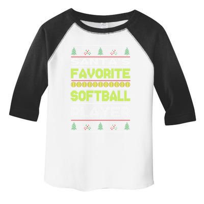 SantaS Favorite Softball Player Ugly Christmas Gift Toddler Fine Jersey T-Shirt