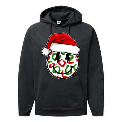 Smile Face Santa Christmas Retro Performance Fleece Hoodie