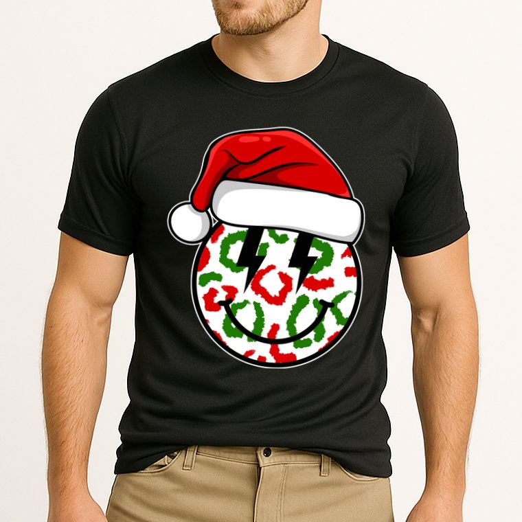 Smile Face Santa Christmas Retro Cooling Performance Crew T-Shirt