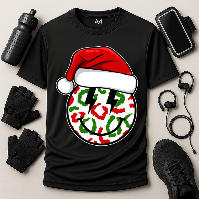 Smile Face Santa Christmas Retro Cooling Performance Crew T-Shirt