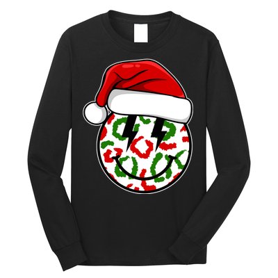 Smile Face Santa Christmas Retro Long Sleeve Shirt