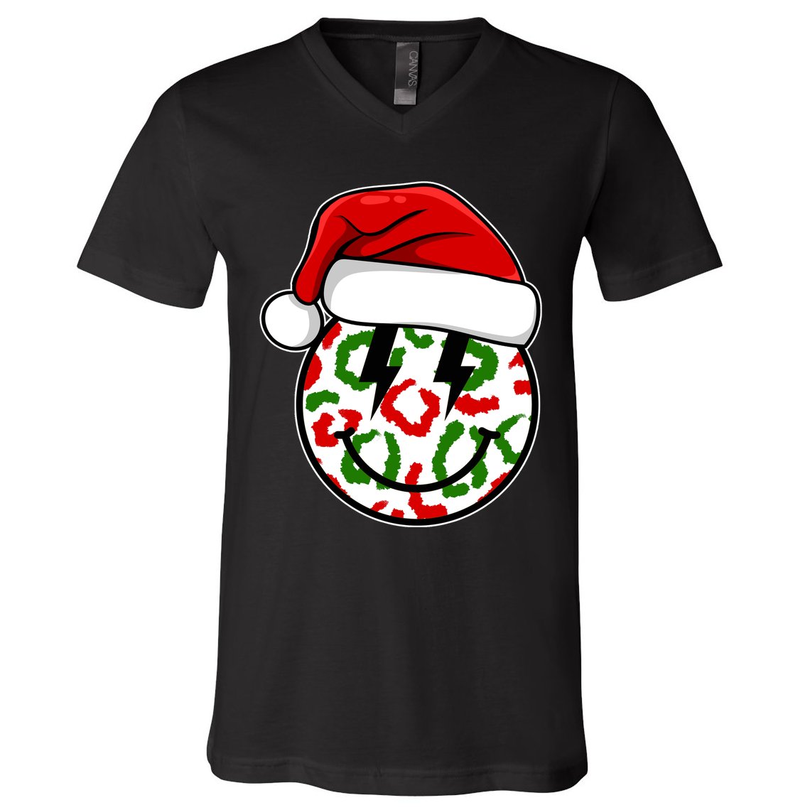 Smile Face Santa Christmas Retro V-Neck T-Shirt