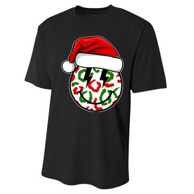 Smile Face Santa Christmas Retro Performance Sprint T-Shirt