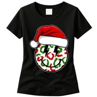 Smile Face Santa Christmas Retro Womens T-Shirt