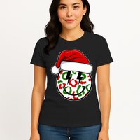 Smile Face Santa Christmas Retro Womens T-Shirt