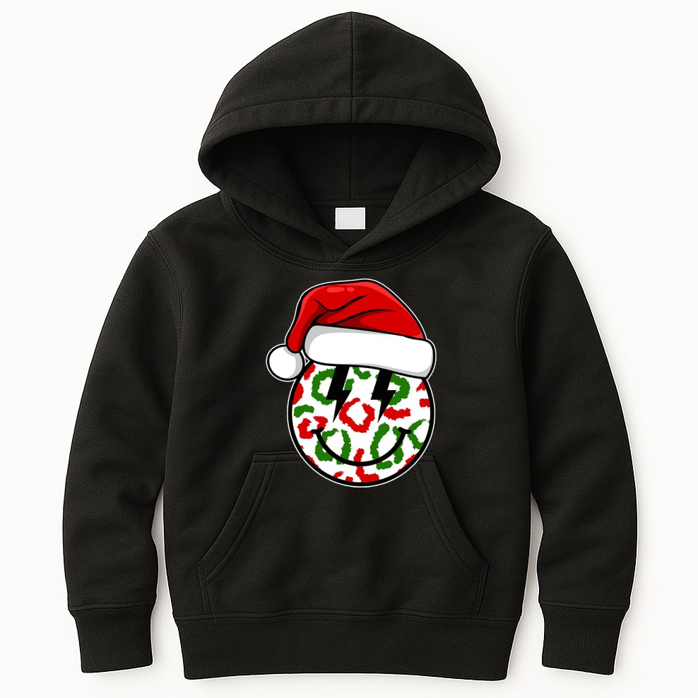Smile Face Santa Christmas Retro Kids Hoodie