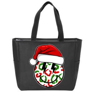 Smile Face Santa Christmas Retro Zip Tote Bag