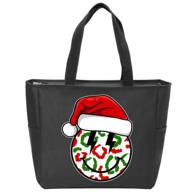 Smile Face Santa Christmas Retro Zip Tote Bag
