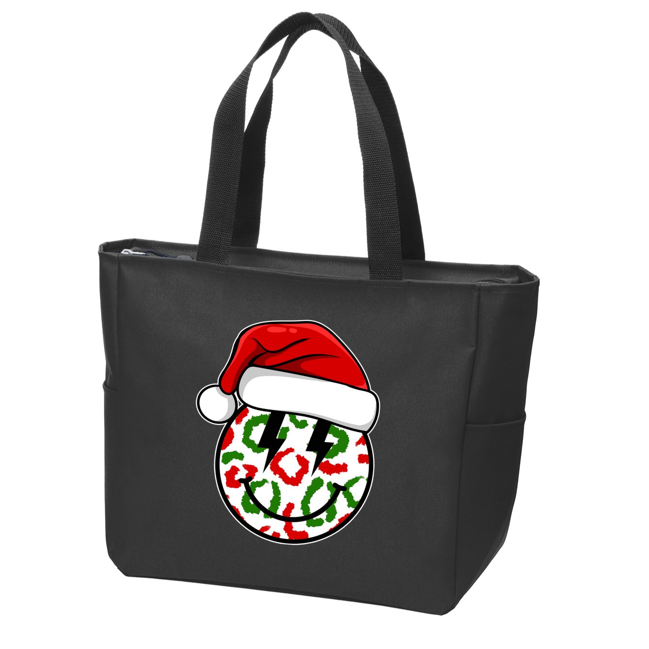 Smile Face Santa Christmas Retro Zip Tote Bag