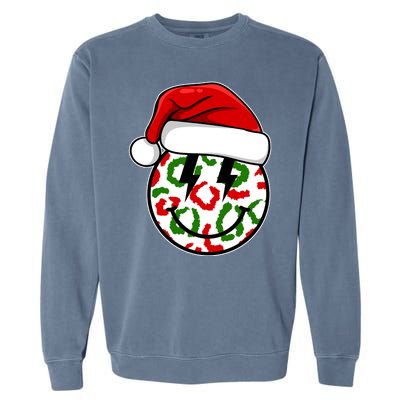 Smile Face Santa Christmas Retro Garment-Dyed Sweatshirt