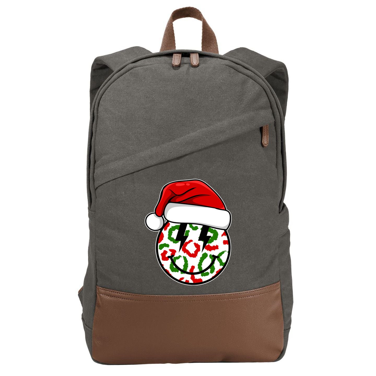 Smile Face Santa Christmas Retro Cotton Canvas Backpack