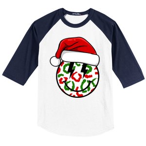 Smile Face Santa Christmas Retro Baseball Sleeve Shirt