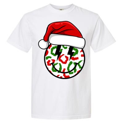 Smile Face Santa Christmas Retro Garment-Dyed Heavyweight T-Shirt