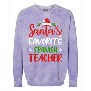 SantaS Favorite Spanish Teacher Funny Christmas Funny Gift Colorblast Crewneck Sweatshirt