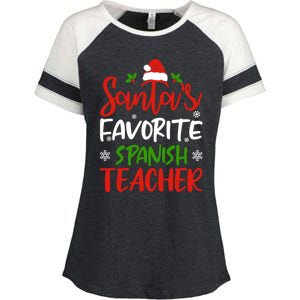 SantaS Favorite Spanish Teacher Funny Christmas Funny Gift Enza Ladies Jersey Colorblock Tee