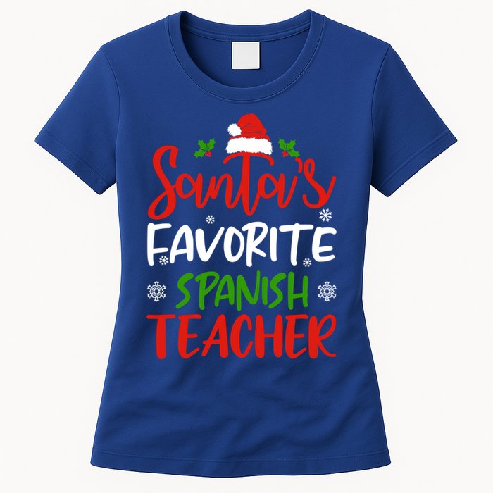 SantaS Favorite Spanish Teacher Funny Christmas Funny Gift Women's T-Shirt