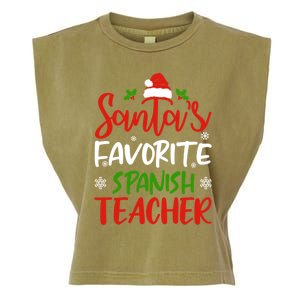 SantaS Favorite Spanish Teacher Funny Christmas Funny Gift Garment-Dyed Women's Muscle Tee